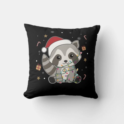 Raccoon Christmas Snow Winter Raccoons Adult Cloth Throw Pillow