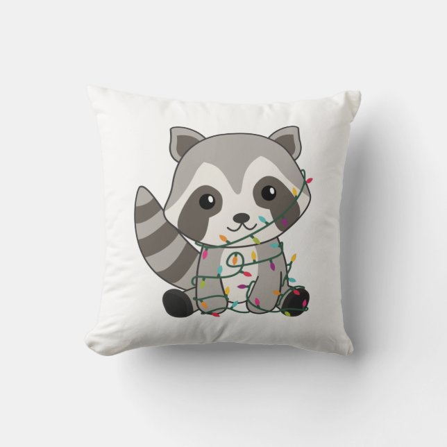 Raccoon Christmas Snow Winter Raccoons Adult Cloth Throw Pillow (Front)
