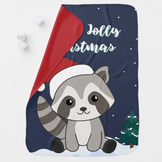 Raccoon Christmas Snow Winter Raccoons Baby Blanke Baby Blanket (In Situ)