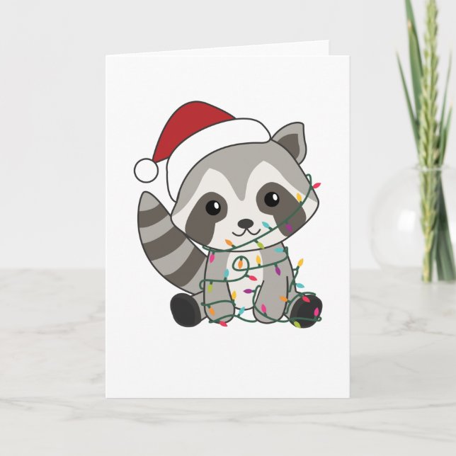 Raccoon Christmas Snow Winter Raccoons Card (Front)