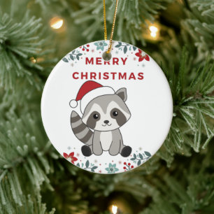 Raccoon Christmas Snow Winter Raccoons Ceramic Orn Ornament