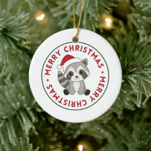 Raccoon Christmas Snow Winter Raccoons Ceramic Orn Ornament