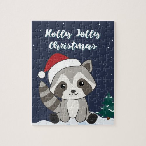 Raccoon Christmas Snow Winter Raccoons Jigsaw Puzz Jigsaw Puzzle