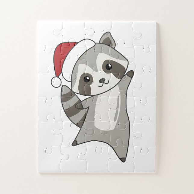 Raccoon Christmas Snow Winter Raccoons Jigsaw Puzzle (Vertical)