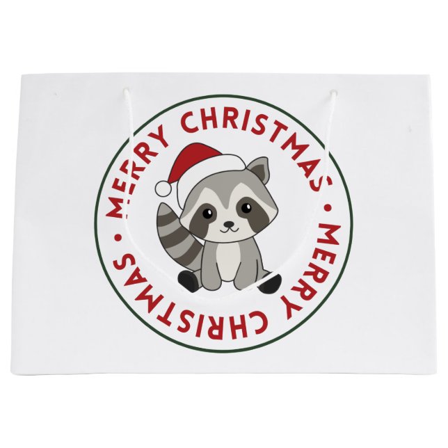 Raccoon Christmas Snow Winter Raccoons Large Gift  Bag (Front)