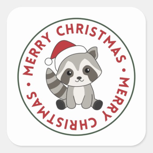 Raccoon Christmas Snow Winter Raccoons Square Stic Square Sticker