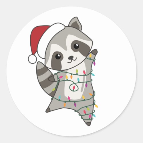 Raccoon Christmas Snow Winter Raccoons Trucker Hat Classic Round Sticker