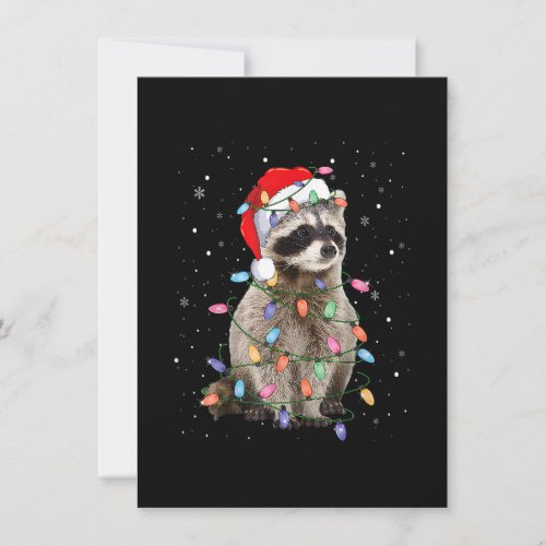 Raccoon Christmas Tree Lights Pajama Santa Racoon  Invitation