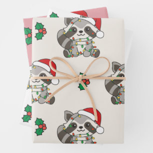 Raccoon Christmas Winter Animals Holiday Raccoons Wrapping Paper Sheets