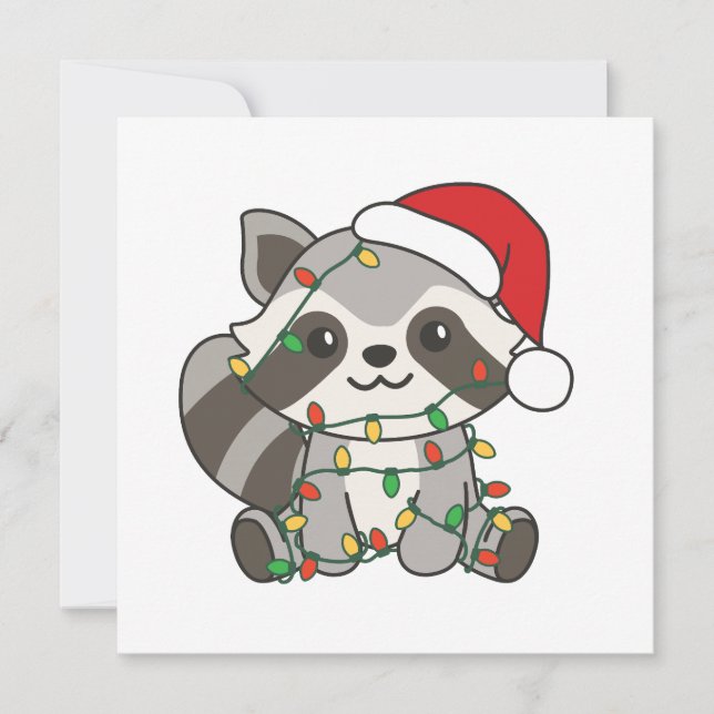Raccoon Christmas Winter Animals Raccoons Holiday Card (Front)