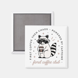Raccoon coffee lover club funny magnet