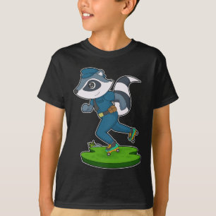 Raccoon Cop Roller skates Police T-Shirt