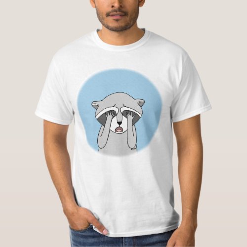 Raccoon covering face Funny Raccoon Lover gift T_Shirt