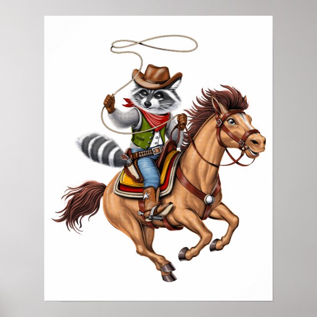 Raccoon Cowboy Rodeo Poster (Front)