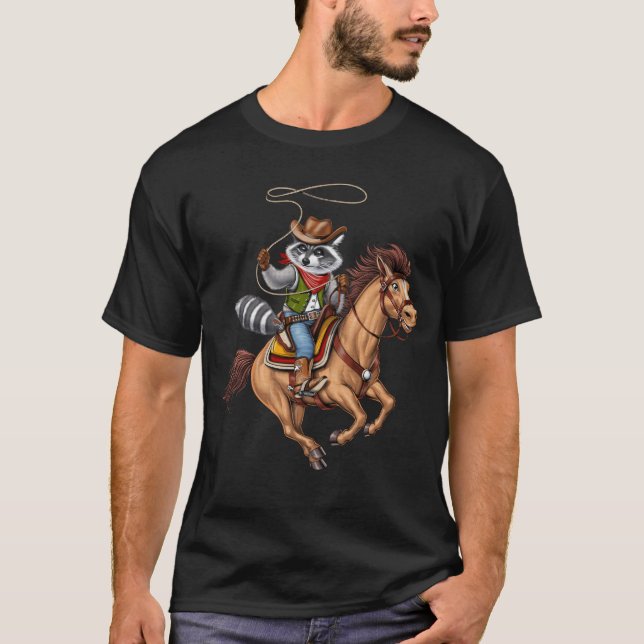 Raccoon Cowboy Rodeo T-Shirt (Front)