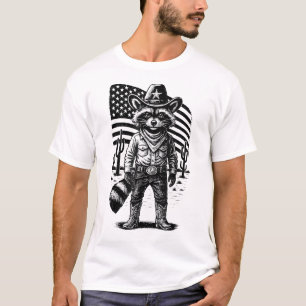 Raccoon Cowboy Trash Panda Usa Western Country T-Shirt