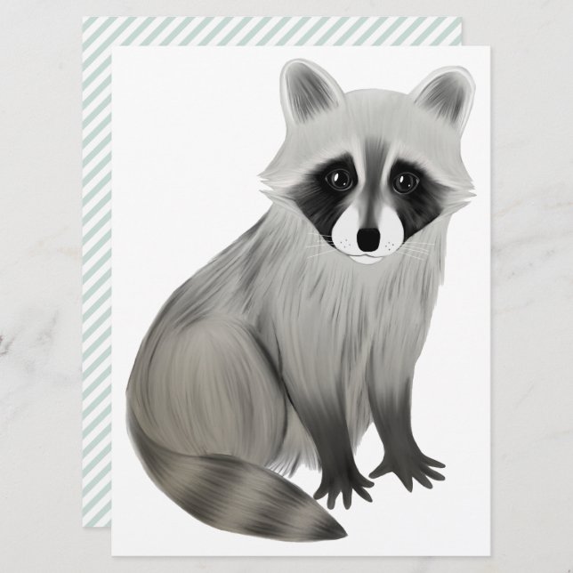 Raccoon, cut out invitation (Front/Back)