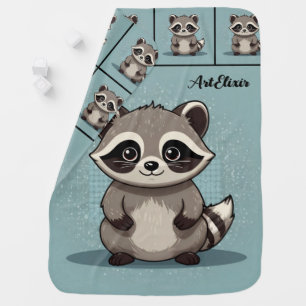 Raccoon Cute Kawaii Standing Print Baby Blanket
