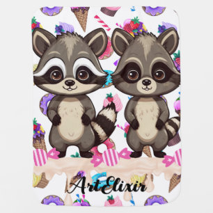 Raccoon Cute Kawaii Twin Sweet Print Baby Blanket