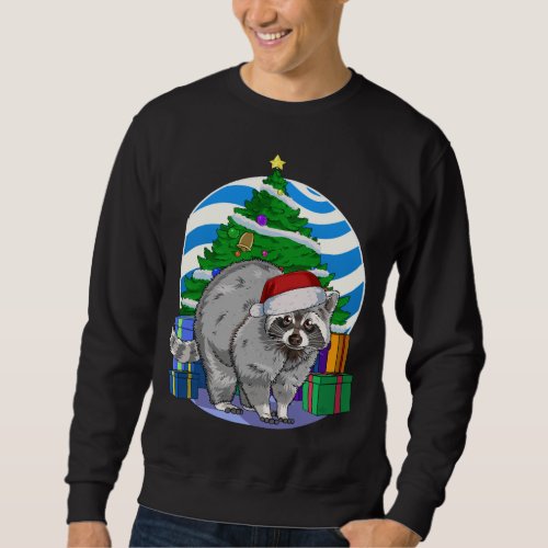 Raccoon Cute Santa Christmas Tree Decor Sweatshirt