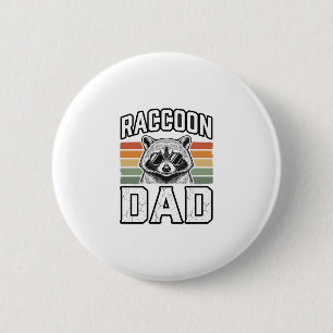 Raccoon Dad Vintage Engraving Retro Vector Design_ Button