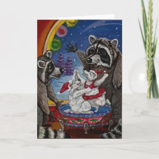 RACCOON Dancing Bear Music Box Note Card