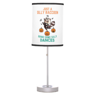 Raccoon Dancing Halloween Pumpkin Party Table Lamp