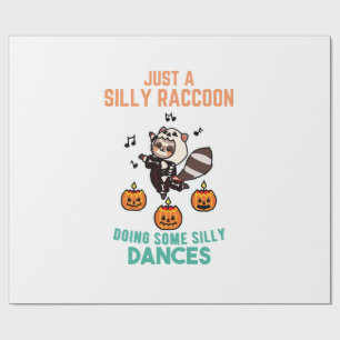 Raccoon Dancing Halloween Pumpkin Party Wrapping Paper
