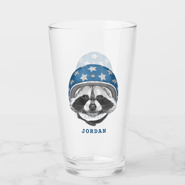 Raccoon Daredevil | Add Your Name Glass (Front)
