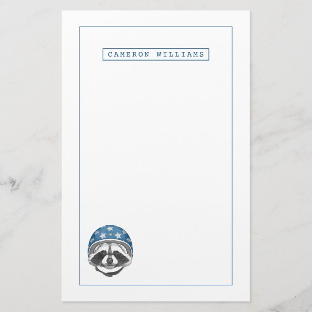 Raccoon Daredevil | Add Your Name Stationery (Front)