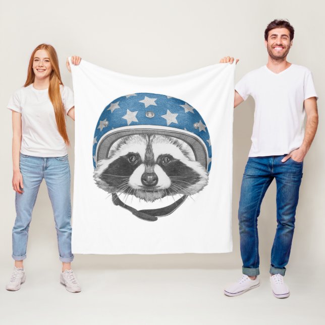 Raccoon Daredevil Fleece Blanket (In Situ)
