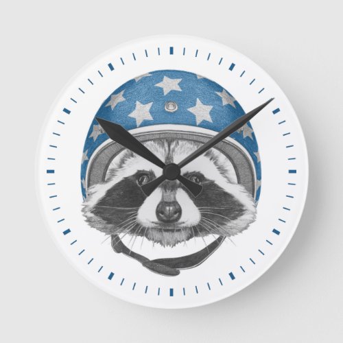 Raccoon Daredevil Round Clock