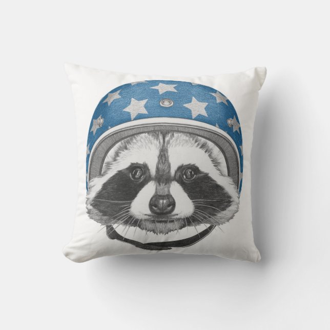 Raccoon Daredevil Throw Pillow (Front)