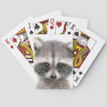 Raccoon drawing figure on  Playing Cards