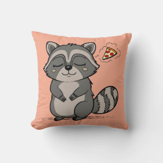 Raccoon Dream - Pizza! Throw Pillow