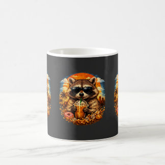 Raccoon Drinking Iced Coffee Funny Animal Meme Mug
