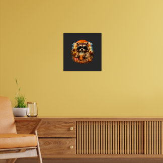Raccoon Drinking Iced Coffee Funny Animal Meme Poster