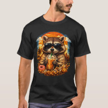 Raccoon Drinking Iced Coffee Funny Animal