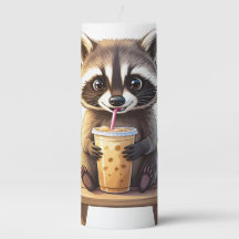 Raccoon Drinking Iced Coffee