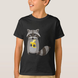 Raccoon Eating Banana Fruit Looking Cute T-Shirt