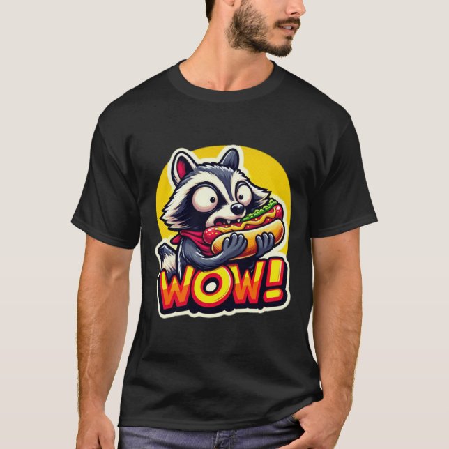RACCOON EATING HOT DOG 2 T-Shirt (Front)