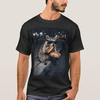 Raccoon Eating Hot Dogs Meme Hungry Panda Snack T-Shirt