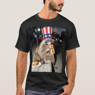 Raccoon Eating Hotdog Funny 4Th Of July T-Shirt