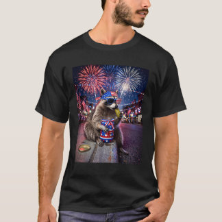 Raccoon Eating Pickle 4Th Of July Patriotic Meme S T-Shirt