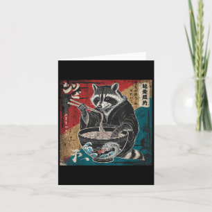 Raccoon Eating Ramen Japanese Noodles Funny Racoon Card