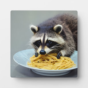 Raccoon Eating Spaghetti Plaque