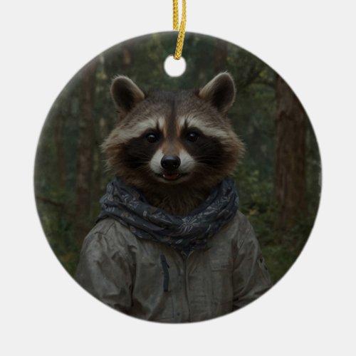 Raccoon Exploring a Forest Trail Wildlife for Kids Ceramic Ornament