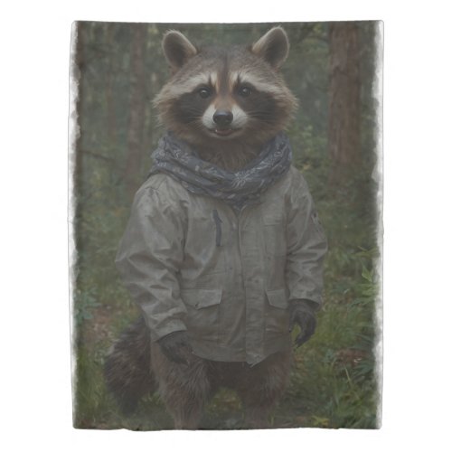 Raccoon Exploring a Forest Trail Wildlife for Kids Duvet Cover