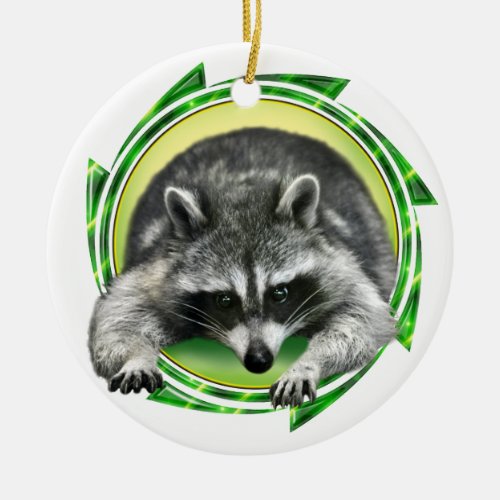 Raccoon Face Ceramic Ornament