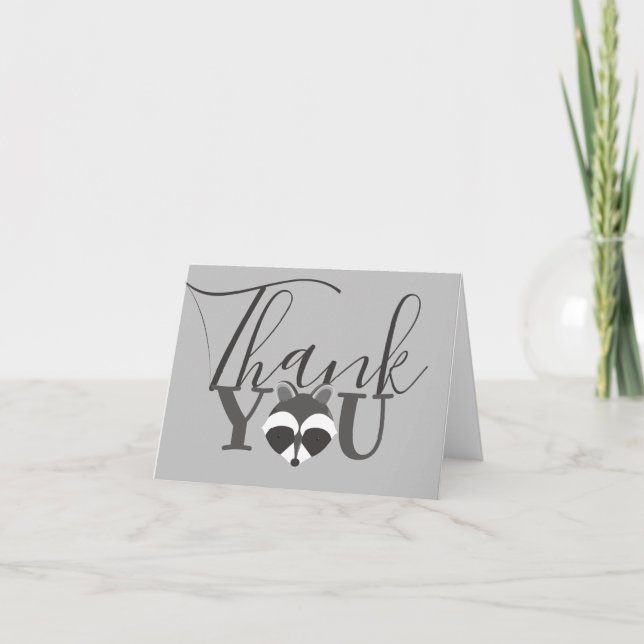 Raccoon Face Letterpress Thank You Card (Front)